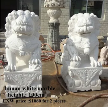 white foo dog statues