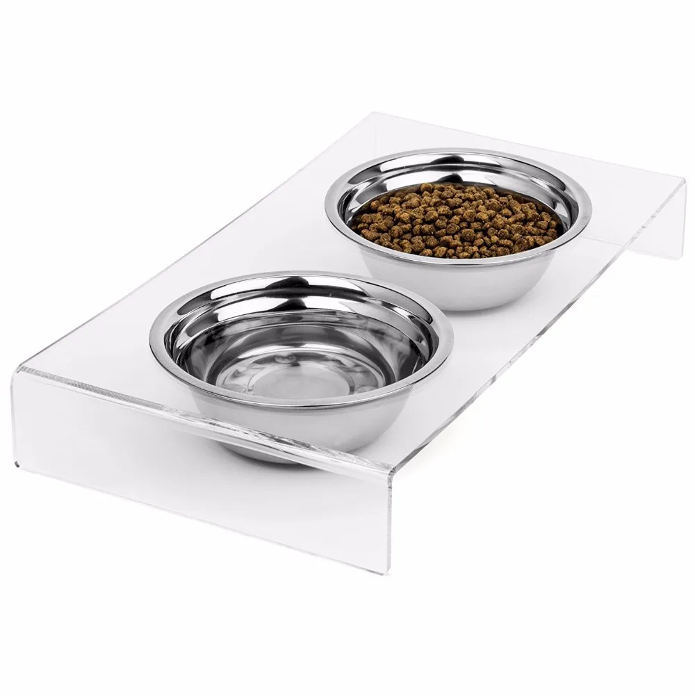 Easy To Clean Clear Acrylic Cat And Dog Bowls Stand For Messy Pets