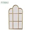 Hand Forged Antiqued Gold Bulge Corner Arch Wall Mirror