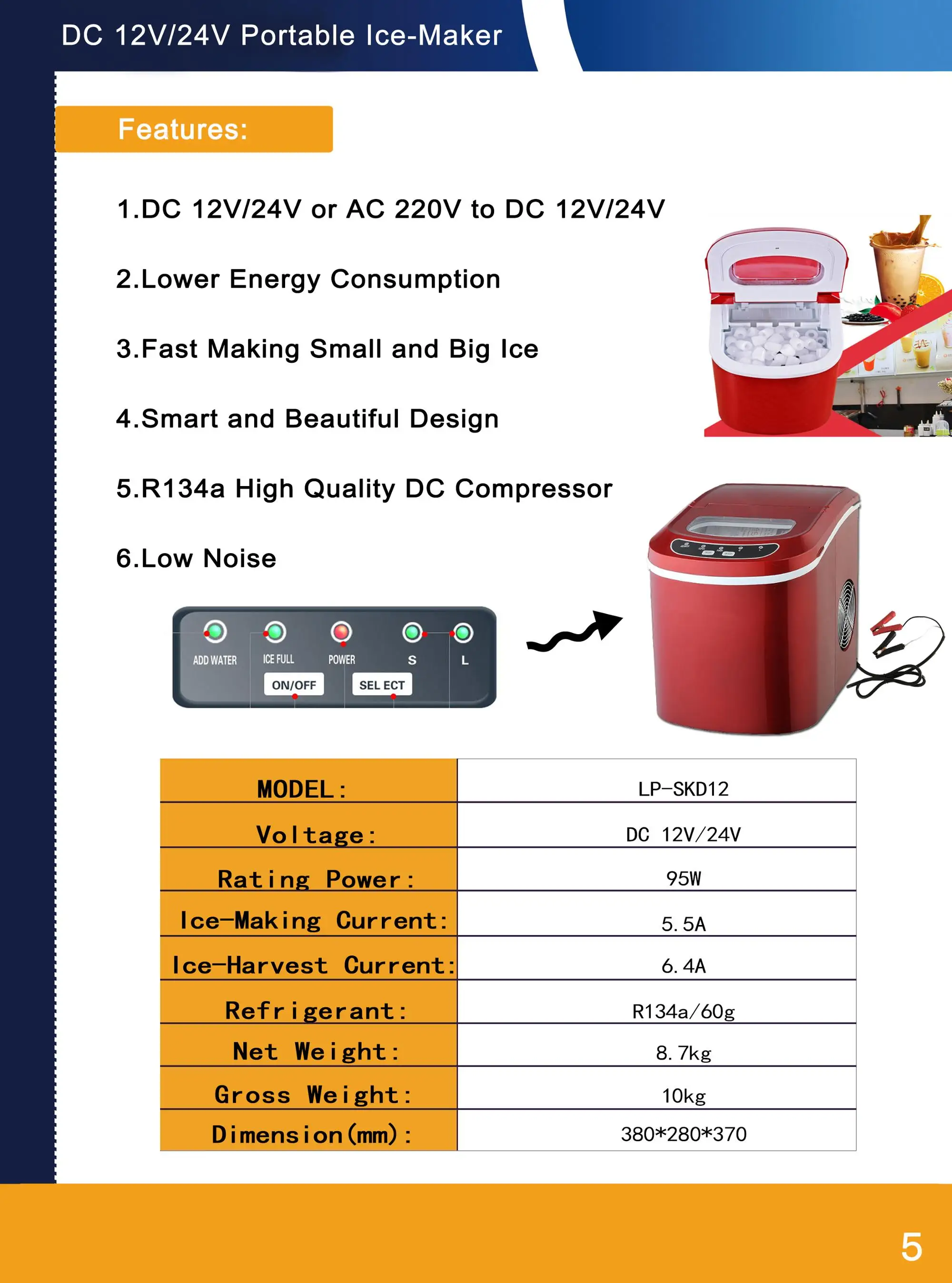 Portable Mini Dc12v Solar Ice Maker Solar Powered Ice Machine With Ac