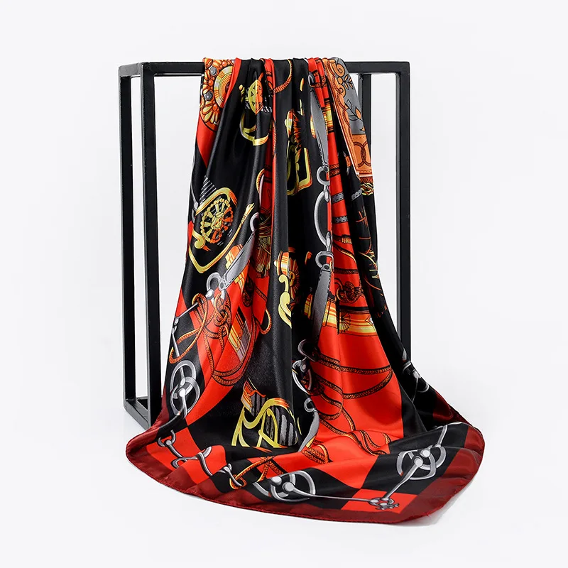 Square scarf 90 * 90cm fashion business style solid square satin silk scarf Customizable design printing