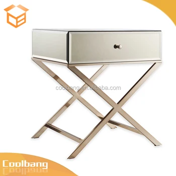 Coolbang Modern X Shape Stainless Steel Legs Mirrored Glass Nightstand Buy Mirrored Glass Nightstand Stainless Steel Legs Mirrored Bedside Table Product On Alibaba Com