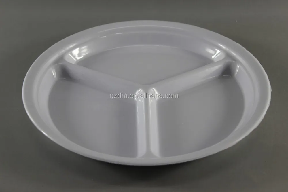 Round Shape Melamine 3 Section Dinner Plate Food Grade