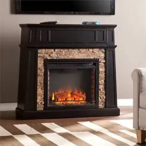 Buy Pemberly Row Faux Stone Fireplace Tv Stand In Black In Cheap