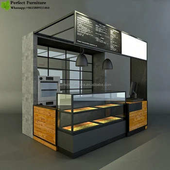High End Wood Food Mall Coffee Shop Kiosk Designs - Buy ...