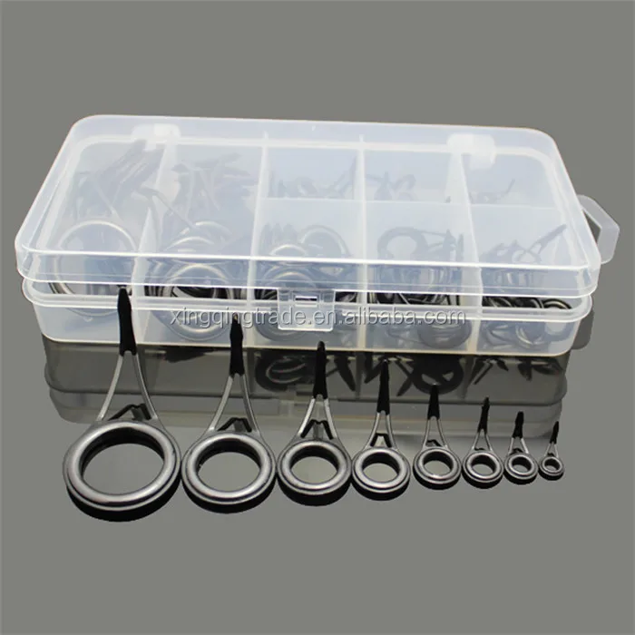 75Pcs Fishing Rod Pole Guide Tips Top Stainless Steel Ceramic Ring Repair Kits 