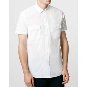 White Double Pocket Poplin Short Sleeve Casual Shirt White Double Pocket Poplin Short Sleeve Casual Shirt