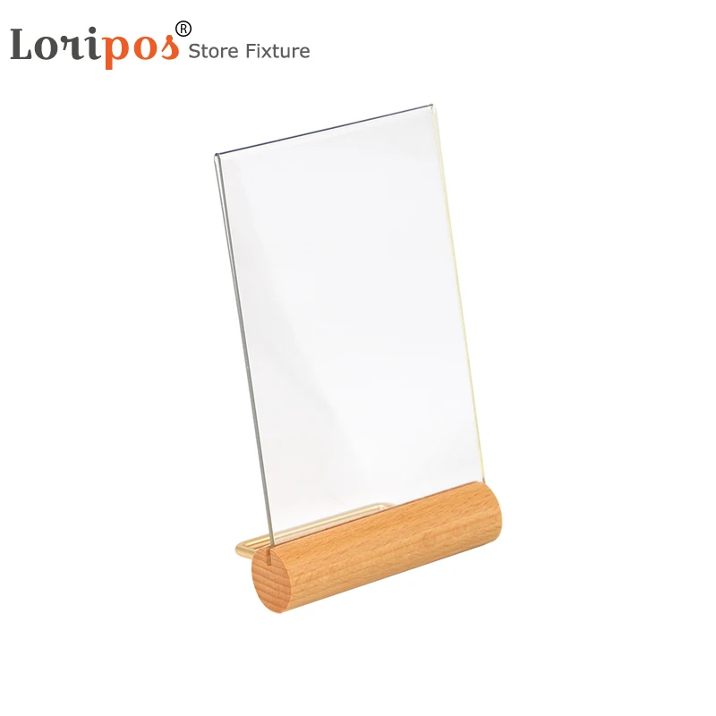 A6 Wood Menu Stand Home Picture Poster Frame Acrylic Photo Holder Stand ...