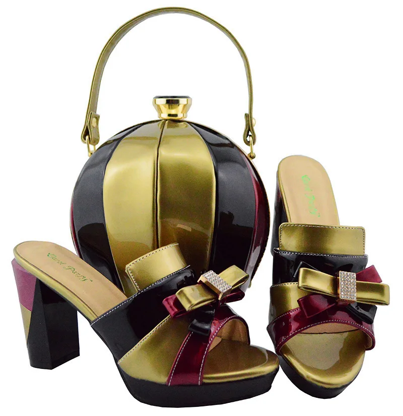 Hot Sale Italy Matching Shoe And Bag Set Fashion Shinning Woman High