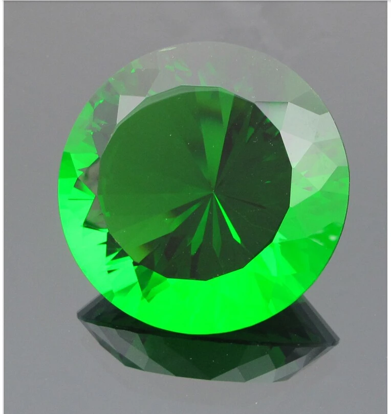 Thanksgiving Green Crystal Glass Diamond Shaped Decoration 80mm Jewel Paperweight,Gift Decoration Idea for Christmas 