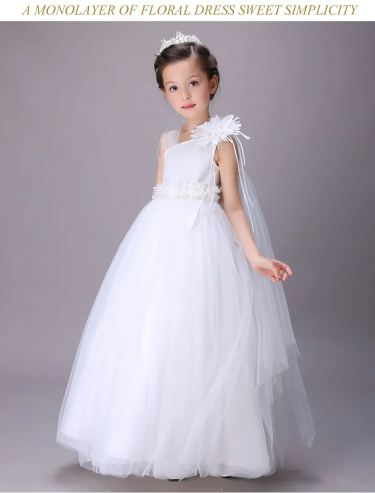 European Children Clothing Wholesale White Long Kids Wedding Dress ...