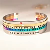 Custom mantra bangle 18k gold bracelet stainless steel motivational quotes inspirational message bracelets