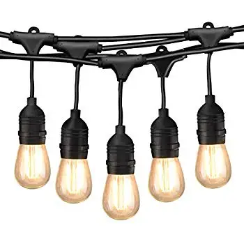 Ambience Pro Waterproof Incandescent Outdoor String Lights - Hanging Vintage Edison Filament Bulbs-24 Ft Market Lights