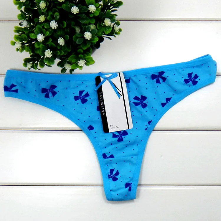 Butterfly Printed Cotton Thong Cotton Women Sexy Thong Underwear P8011