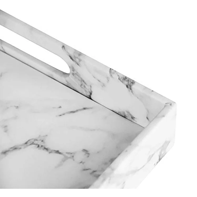 2019 new arrive hot sale custom handmade marble leather rectangle party serving tray