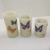 Spring butterfly led candles set led flameless wax candles with butterfly pillar candle