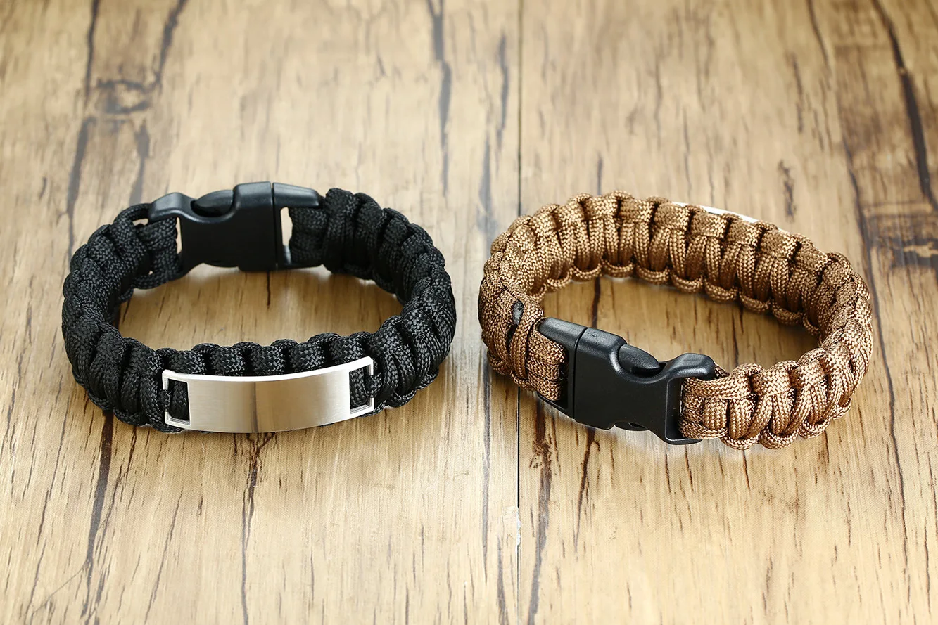 Custom Logo Stainless Steel Plate Paracord Survival Bracelet Buy