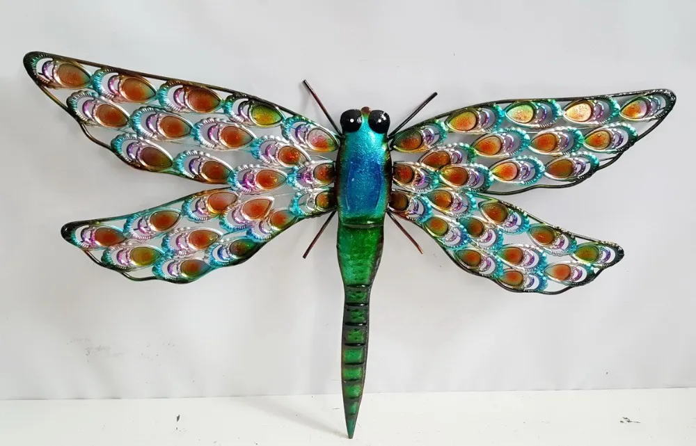 Iron Wall Art Outdoor Hanging Garden Ornaments Metal Dragonfly - Buy