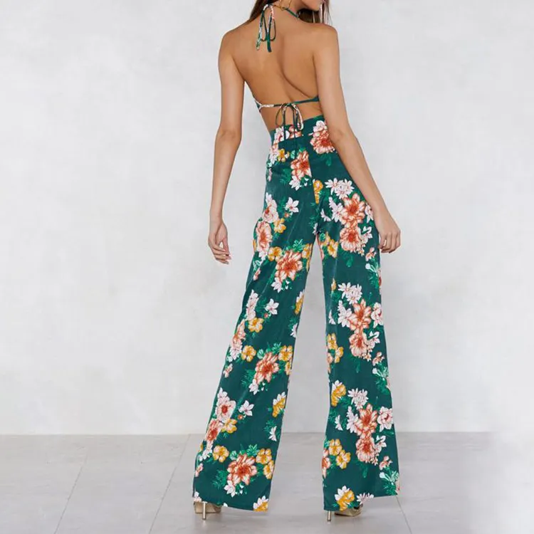 Accept sample making Two piece floral palazzo pants waist women summer