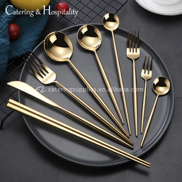 Matte Gold Flatware, Gold Plated Flatware Wholesale, Stainless Spoon and Fork, Knife