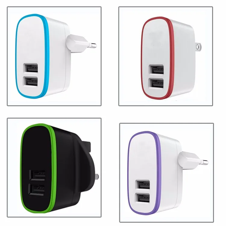 Smart Phones Wall Charger Eu Us Plug Dual 2.4a Wireless Mobile Phone