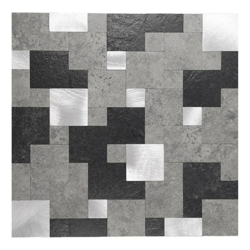 Mosaico De Vinilo Y Aluminio Autoadhesivo Gris Negros Plateado - Buy ...