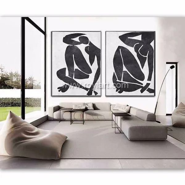 Handmade Abstract Nude Art Acrylic Modern Wall Art Black And White Oil
