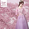 Popular Multi color fashion hand beaded elastic wedding lace fabric with beads sequins