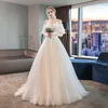 Lace wedding dress bride 2019 new word shoulder trailing white simple slim princess super fairy French court