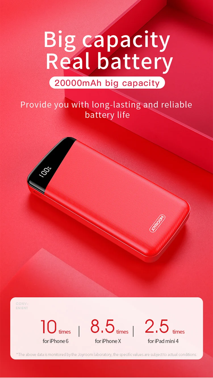 joyroom large capacity back up power bank 20000mah