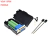 VGA VGA15 DB15 15PIN 3 ROW female plug connector to screw terminal adapter with black shell D-SUB wire cable free solder