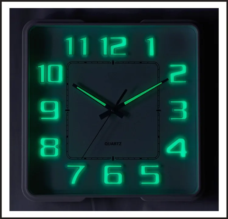 wall clock with luminous hands