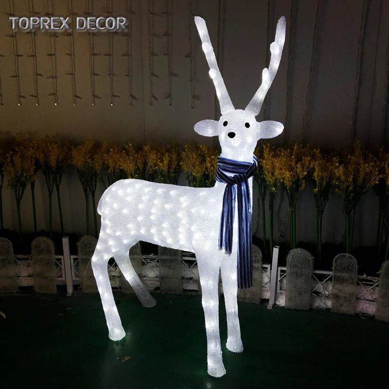 3d illuminated white garden life size acrylic led deer large outdoor christmas reindeer light