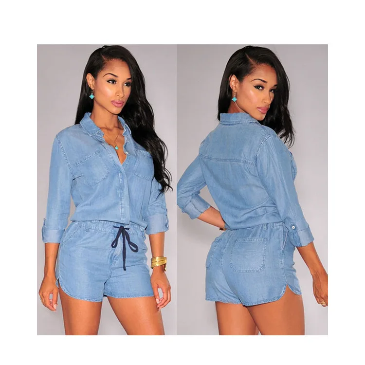 denim short playsuit