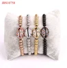 New fashion colorful CZ Pave diamond shell stainless steel bead women jewelry macrame bracelet