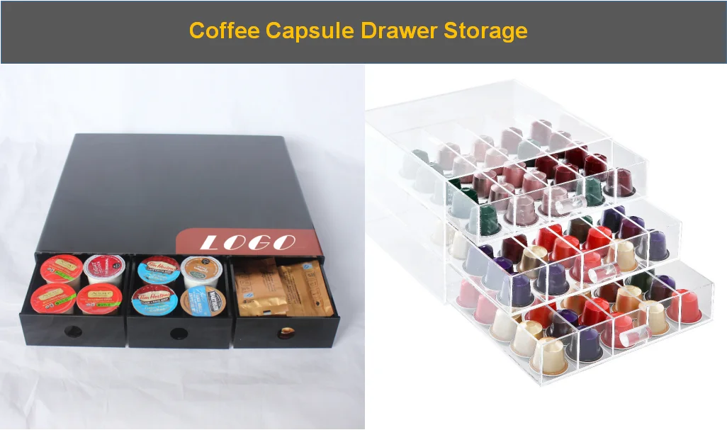 Cajón Organizador De Cápsulas SYSYLY - Compatible Con Bartesian, Tassimo, 32 Cápsulas, Metal