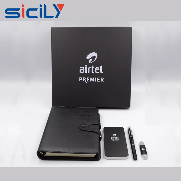 2018 Custom Boxed Corporate Giveaways Pen ,Notebook ,usb ,power bank Gift Set