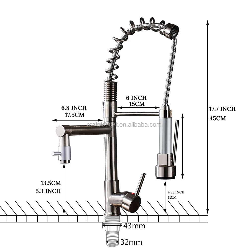 rozin edelstahl moderne einzigen loch nickel gebürstet küche wasserhahn  deck montieren doppel auslauf hot & cold küche mischbatterie - buy nickel