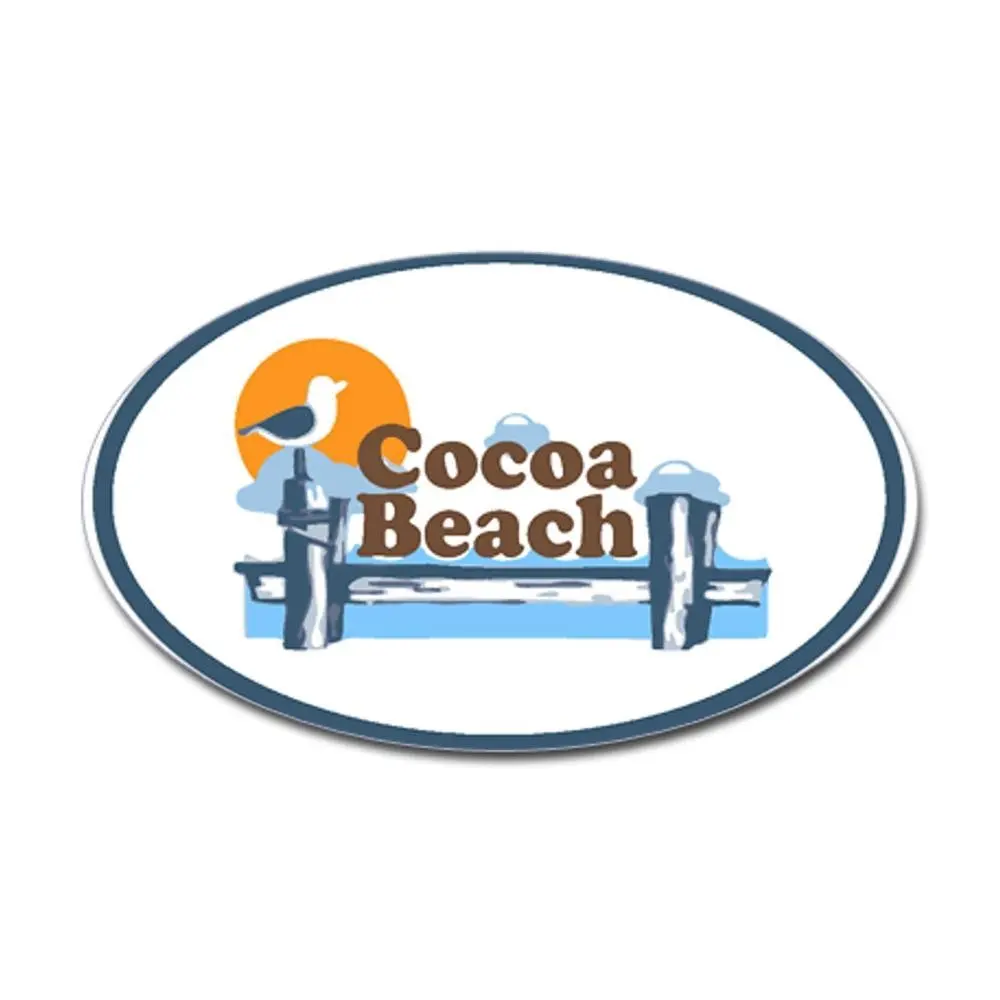 CafePress - Cocoa Beach - Pier Design. Sticker (Oval) - Oval Bumper Sticker, Euro Oval Car Decal