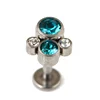 G23 Titanium Internal Threaded Blue Cluster Crystal Flower Labret Stud