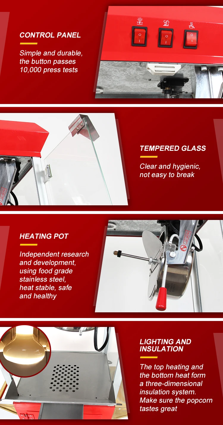Cinema Glass Commercial Grade Gourmet Popcorn Popper Machine Popcorn