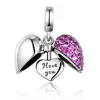 Custom 925 Sterling Silver Charms, European I Love You Heart Charm Beads Fit DIY Charm Bracelet