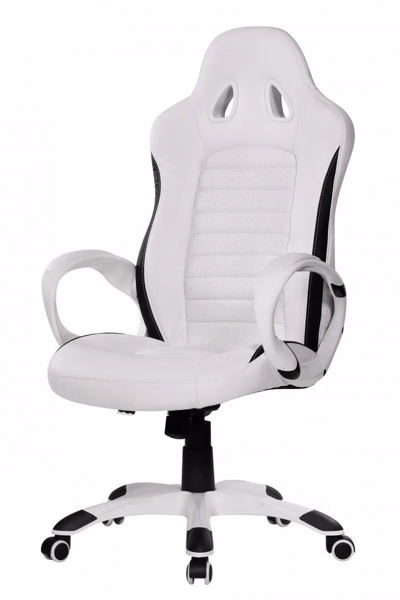 Alta De Cuero Blanco Juego De Carreras De Silla De Oficina Con ... Alta De Cuero Blanco Juego De Carreras De Silla De Oficina Con ...