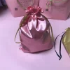 custom logo silk bags package for hair lashes gift satin bags