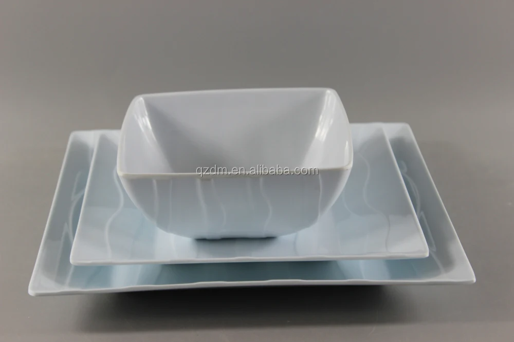 White Melamine Dinner Set,Square Melamine Dinner Ware Set