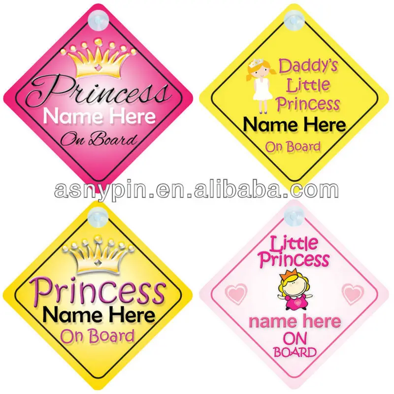 Princess on Board Personalised Girl Baby//Child Car Sign Choice of designs!