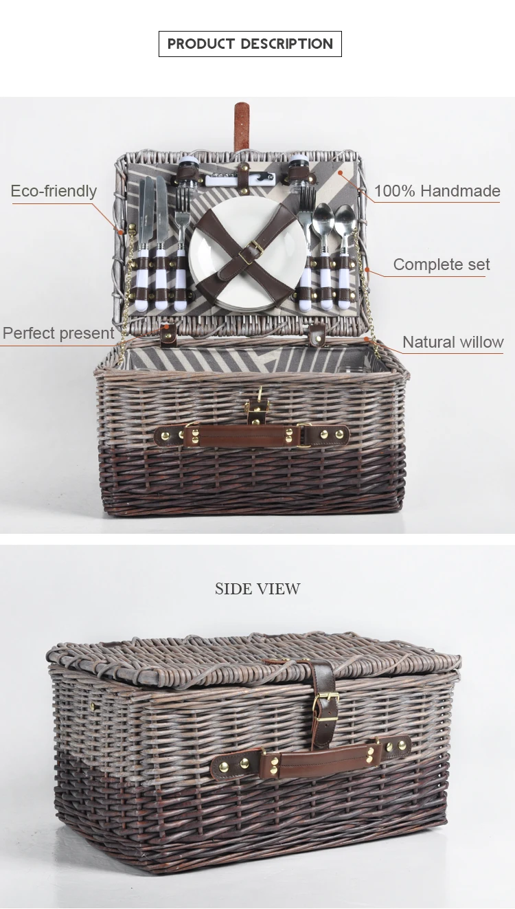 Handmade Natural Rattan Wicker Picnic Basket Set For 4 Person Buy