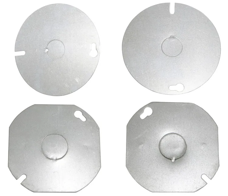 4" Flat 1/2" Knockout Steel Electrical Round Cover For Octagon Boxes