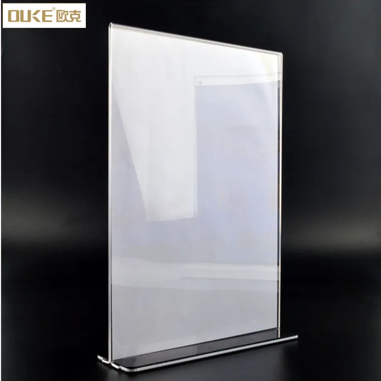 T Shape Plexiglass Table Menu Display Stand A4 Acrylic Sign Holder 8