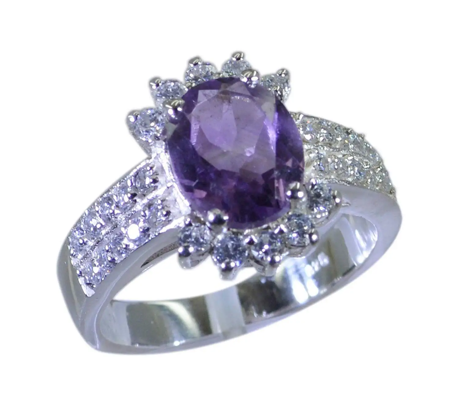Gemsonclick Real Amethyst Ring Sterling Silver Round Stone Bezel Style Handmade Size 5,6,7,8,9,10,11
